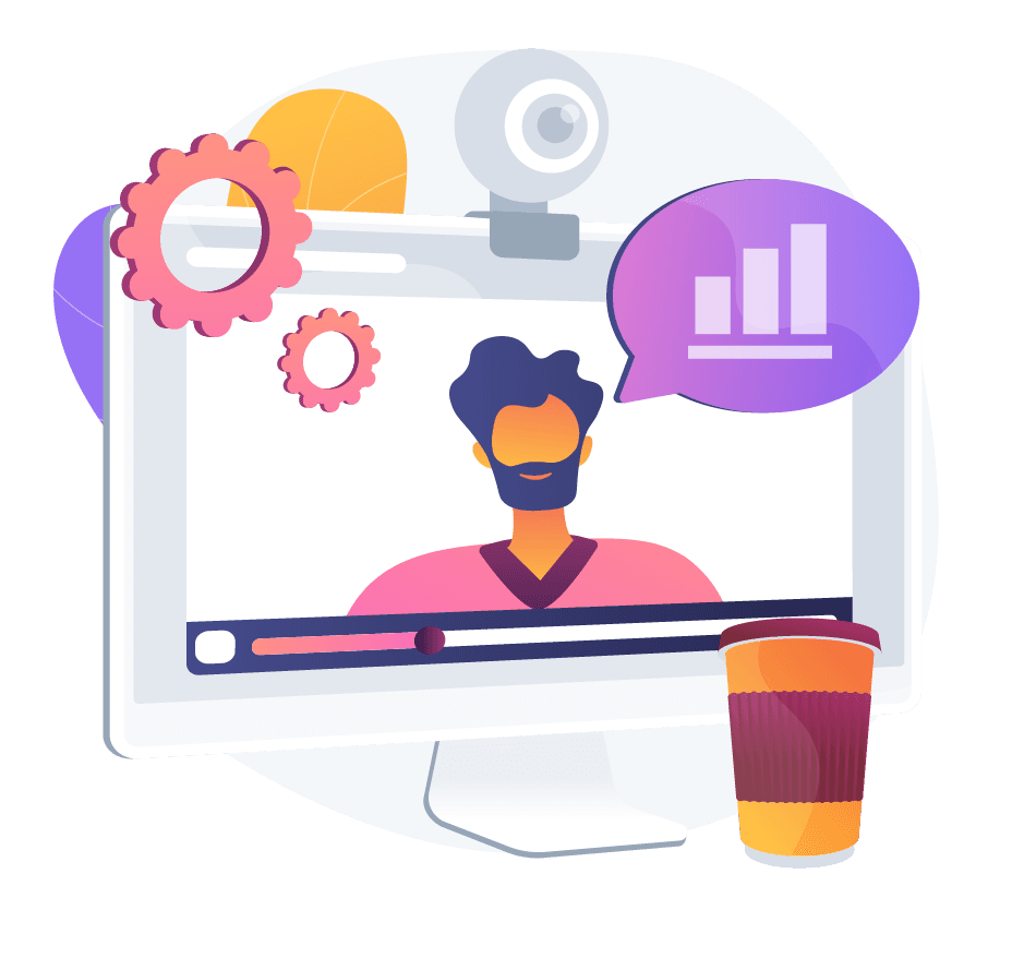 man on computer screen